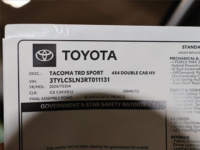 new 2024 Toyota Tacoma Hybrid car, priced at $54,941