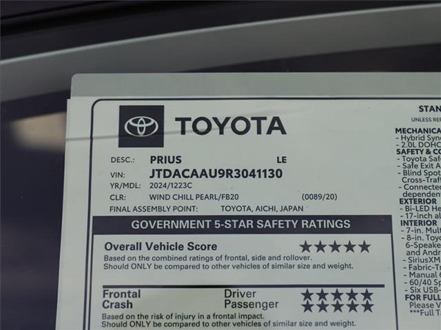 new 2024 Toyota Prius car, priced at $32,783